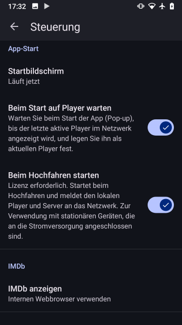 Screenshot BubbleUPnP, Steuerung
