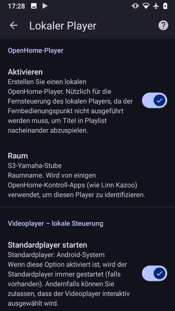 Screenshot BubbleUPnP, Lokaler Player 3