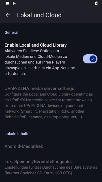 Local und Cloud einschalten