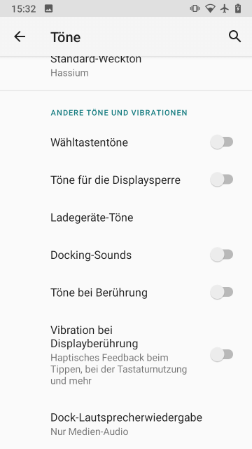 Screenshot Einstellungen, Töne