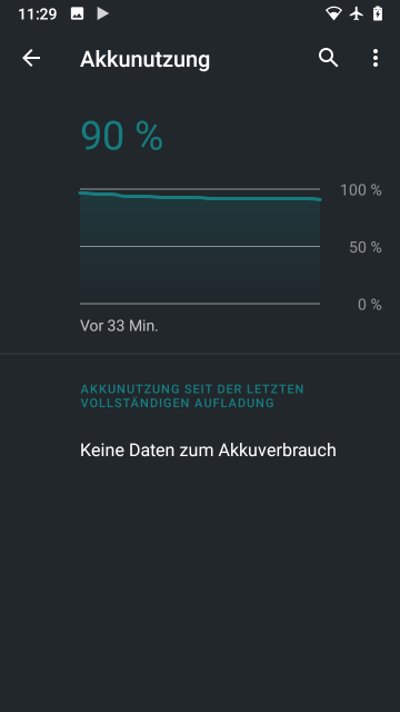 Screenshot Einstellungen, Akkunutzung