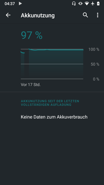 Screenshot Einstellungen, Akkunutzung