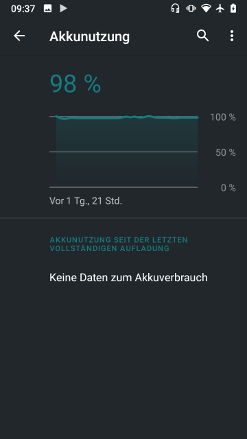 Screenshot Einstellungen, Akkunutzung