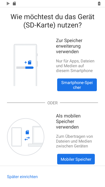 Optionen zur Nutzung der SD-Karte