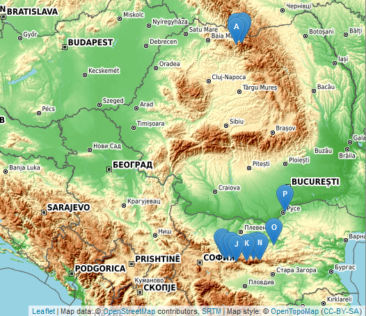 Karte mit unseren Übernachtungsorten in Rumänien und Bulgarien