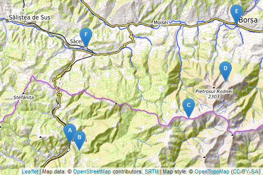 Karte der Übernachtungen in Rumänien