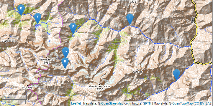 Karte des Fan-Gebirges
