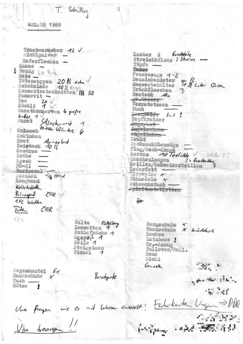 Reisevorbereitung Vorderseite