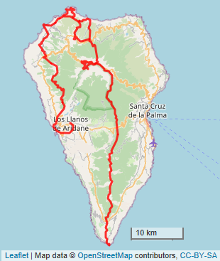 La Palma-Karte mit Track