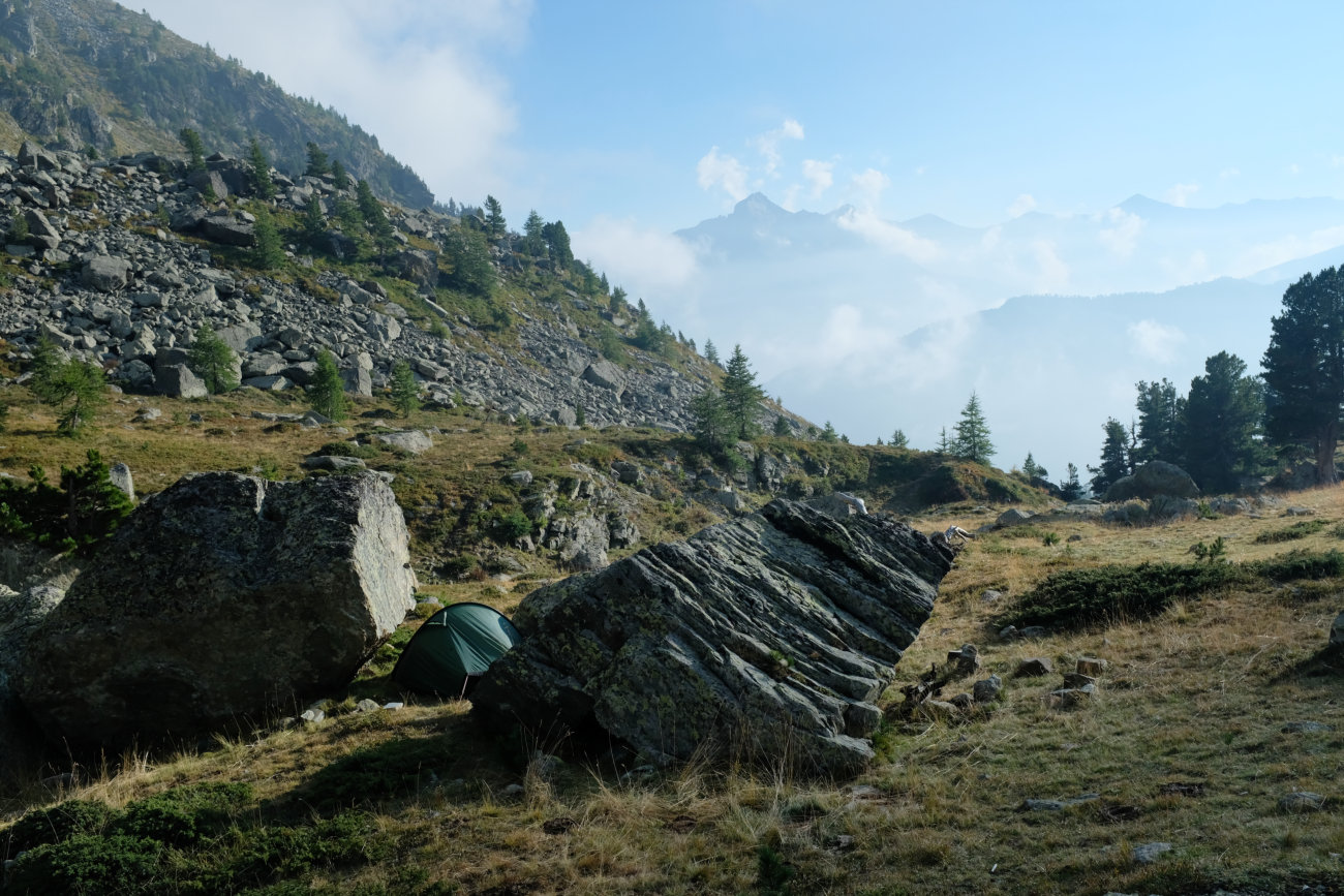 Zelt im Valle delle Giargiatte