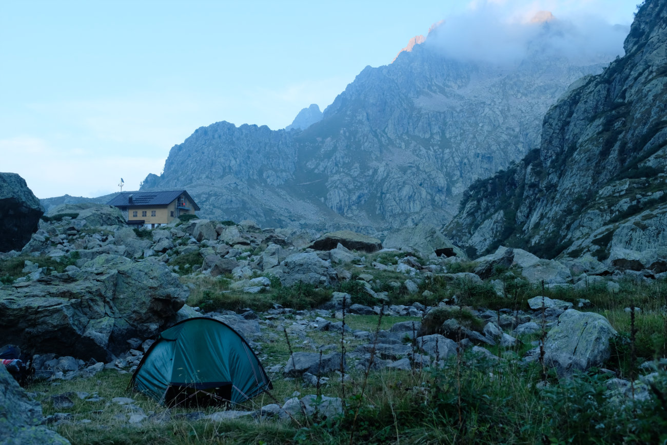 Zelt am Rifugio Genova-Figari