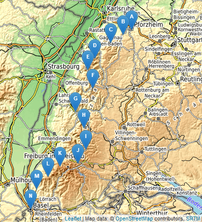 Westweg topographische Karte