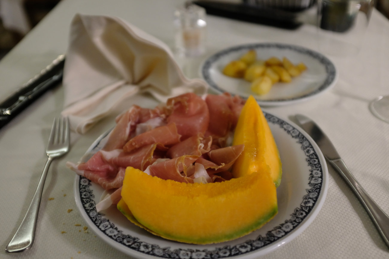 Schinken an Melone