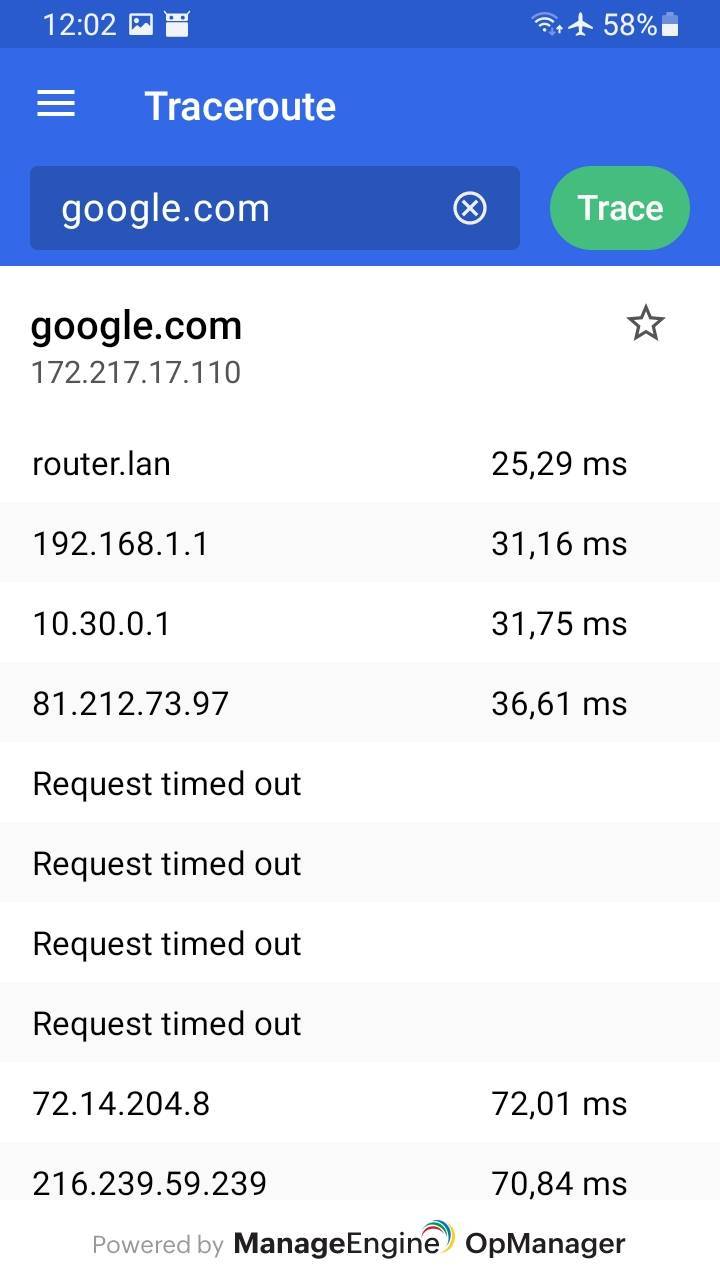 Tracert Google.com