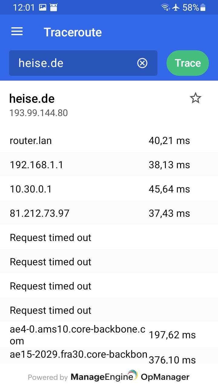 Tracert Heise.de