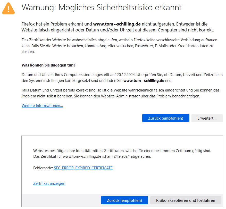 www.tom--schilling.de mit abgelaufenem Zertifikat